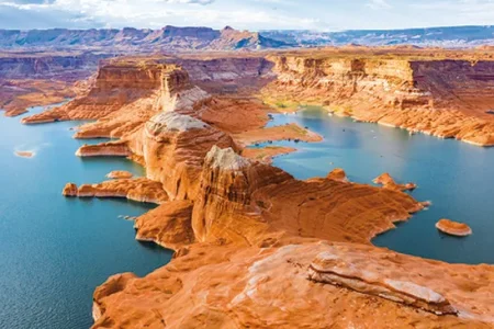 a large canyon with water