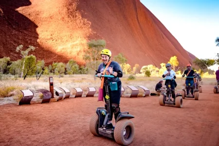 a group of people on segways